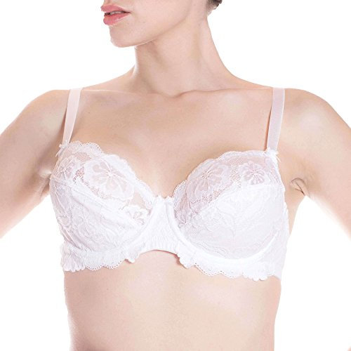 Lepel Belseno Lace Bra Balconette Cup C Art. 251 Colours White Black and Blush - White - UK 12