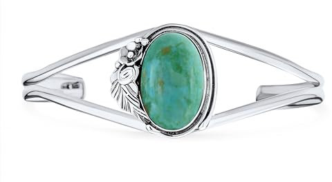 Bling Jewelry Nature Leaf American Indian Süden Western Navajo Stil Blumen Rund Cabochon Erklärung Türkis Breite Manschette Armband Für Frauen .925 Sterling Silber