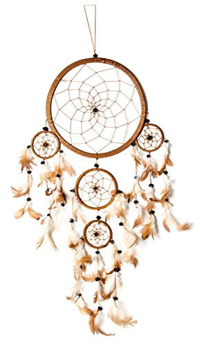 Kascha Traumfänger/Dreamcatcher - 70cm x 21cm Rost Braun - 5 Ringe