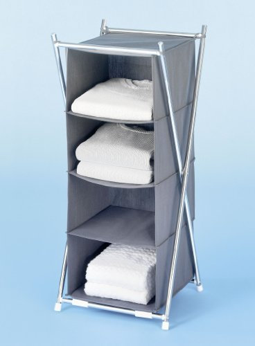 WENKO 4381700100 Wäschesortierer Libertà - 4 Fächer, atmungsaktives Vlies, 38 x 86 x 35 cm, grau