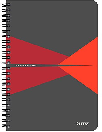 Leitz 44980025 Office Collegeblock A5 kariert, spiralgebunden mit PP Einband Rot