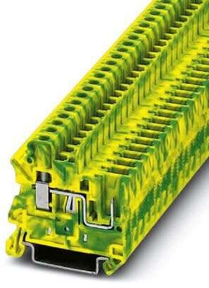 PHOENIX CONTACT UT 4/1P-PE Modularer Erdungsklemmenblock mit Schraub-/Steckverbindung, 2 Anzahlen, AWG 26 - 10, 4mm² Nennquerschnitt, Grün/Gelb, 50 Stück