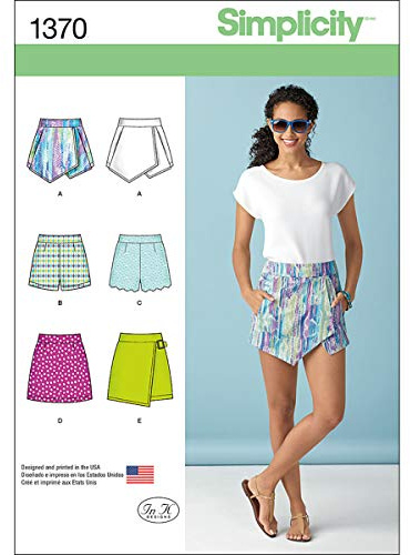 Simplicity Sewing Pattern 1370: Misses' Shorts, Skort and Skirt, Size, Paper, White, D5 (4-6-8-10-12)