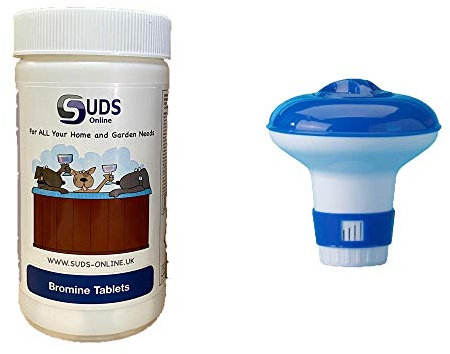 SUDS-ONLINE 50 BROMINE Tablets 20g Hot Tub Swimming Tablet + Small Floating Dispenser