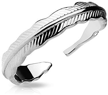 Autiga Fingerspitzenring Midi Knöchel Nagel Ring Zehenring Feder Feather silber