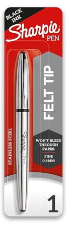 Sharpie Stainless Steel Grip Pen, Fine Point (0.8mm), Black, 1 Count