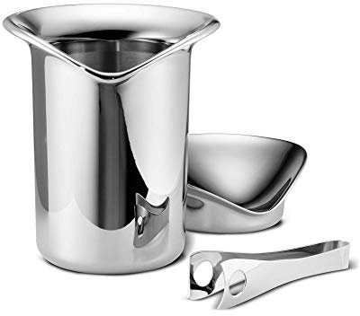 Georg Jensen GJ 083790 Eisbock mit Zange, Edelstahl, stainless steel, 18,5 x 24,4 x 23,3 cm