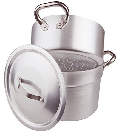 Pentole Agnelli Cuociverdure avec Marmite et Couscous Casserole pour Cuisson à Vapeur Épaisseur 3 Mm et Deux Poignées avec Couvercle en INOX 400 Mm de Diamètre cod.ALMA15240