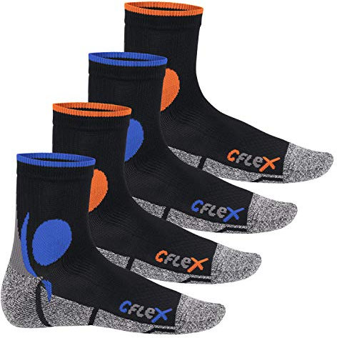 CFLEX Damen und Herren Running Funktions-Socken (4 Paar) Laufsocken - Schwarz-Mix 39-42