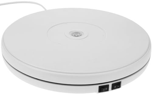 PrimeMatik - Elektro-Drehfuß 25cm weiß Drehplattform mit LED-Beleuchtung