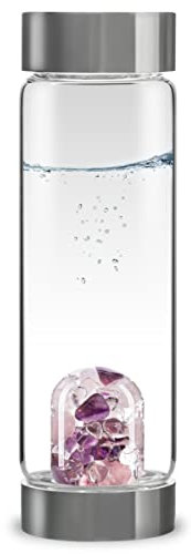 VitaJuwel ViA WELLNESS | Wasserflasche mit Amethyst, Rosenquarz & Bergkristall für Entspannung und Ausgleich