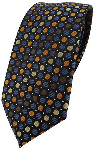 TigerTie - schmale Designer Krawatte in braun blau gold orange silber schwarz gepunktet