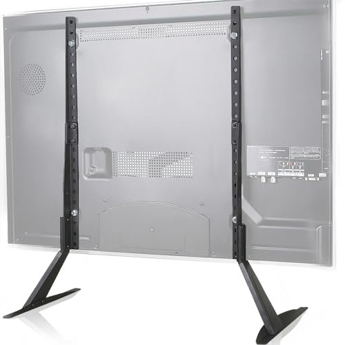 WALI Soporte TV Pie para TV de 22-65 Pulgadas LED LCD de Pantalla Plana, Patas para Television Altura Ajustable, hasta 55 kg VESA MÁX 800x400 mm(TVS001), Negro