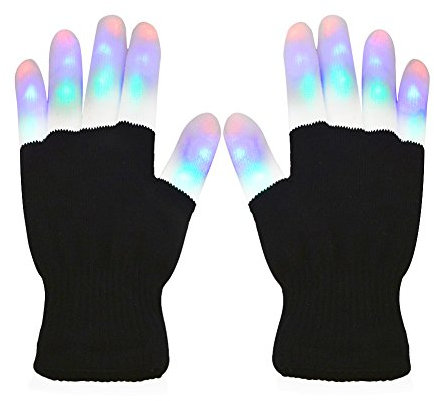 Vicloon LED Gants Lumineux/Coloré, LED Rave Eclairage Clignotant/Multi Couleur pour Fête/Club/Soireé/Noël/Course