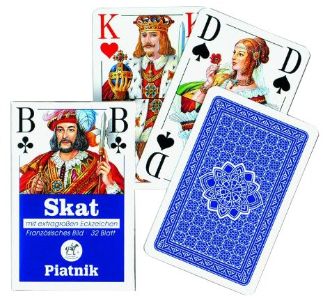 Piatnik 1803 - Kartenspiel Skat mit großen Eckzeichen, 32 Blatt, Blau