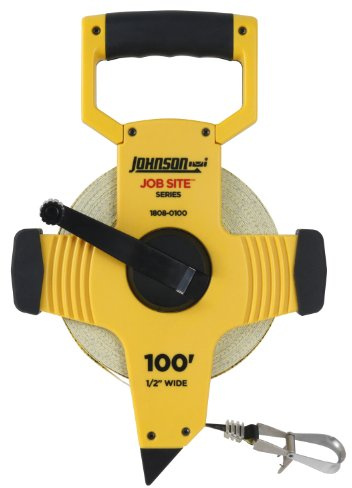 Johnson Level & Tool 1808-0100 Job Site Open Reel Fiberglass Tape, 100', Yellow, 1 Tape