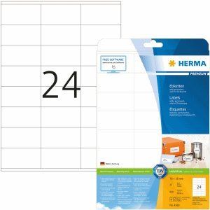 HERMA Etiketten weiß 70x36mm Premium A4 VE=600 Stück