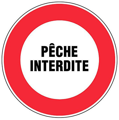 Novap Kunststoffschild, rund, Ø 30 cm, französische Aufschrift: Pêche interdite (Fischen verboten)