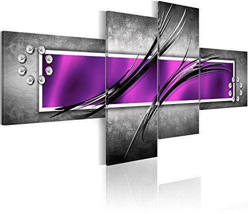 B&D XXL - Leinwandbild violett grau, 200x92 cm, 4-teilig, Schlafzimmer