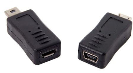 chenyang 2pcs Mini USB Male to Micro USB 5pin Female & Mini Female to Micro Male Extension Adapter Black Color