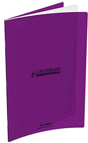 Conquérant Cahier Classique 24x32cm Grands Carreaux Seyès 48 Pages Agrafées Couverture Polypro Violet