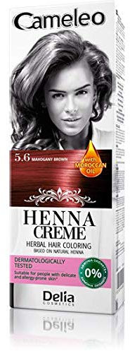 Cameleo - Kräuter-Henna-Farbcreme - Mahogany Brown - Natürlicher Henna-Extrakt & marokkanisches Öl - Semi-Permanent - gleichmäßige, tiefe Farbe - hypoallergen - 75g…