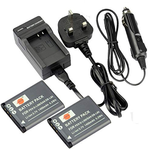 DSTE 2pcs D-LI88 Rechargeable Li-ion Battery + Charger DC89U for Pentax Optio H90, P70, P80, W90, WS80 Digatal Camera
