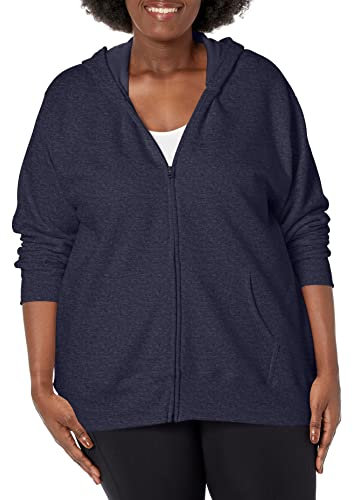 Just My Size EcoSmart Felpa con Cappuccio da Donna in Pile con Cerniera, Peso Medio, Blu Navy, 3XL