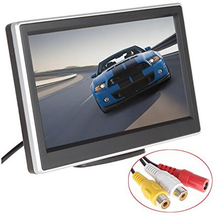 BW 5 Inch HD TFT LCD Car Monitor with Two Video Input, High -resolution 800*480 Car Rearview Reversing Parking Monitor and Full Color LCD Backlight Display for Car Rear View Cameras/Car DVD/VCD/GPS/other Video Equipment