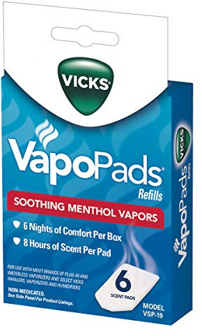 Vicks VapoPads– Soothing Menthol Vapor Pads for Vicks Humidifiers, Vaporizers, Waterless Vaporizers, and Plug-Ins, VSP-19, 6 Count (Pack of 1)