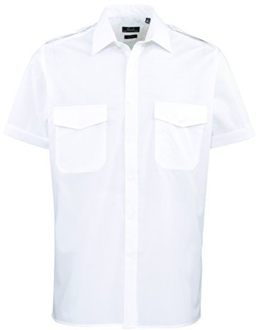 Premier Men's Pilot Short Sleeve Shirt White 17.5