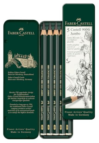 Faber-Castell 119305 - Bleistift Castell 9000 Jumbo, 5er Etui