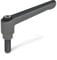 Ganter Normelemente | Verstellbare Klemmhebel mit Gewindeschraube - GN 300-78-M10-63-SW | Grifflänge: 78mm | Schraube Stahl brüniert | Griff Zink-Druckguss schwarz, kunststoffbeschichtet | 1 Stück