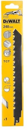 DeWalt DT2420-QZ - Hoja de sierra sable bi-metal, longitud: 240mm, paso de diente: 12.7mm, hoja de carburo de tungsteno para corte de hormigón celular, ladrillo rojo y fibrocemento hasta 150mm