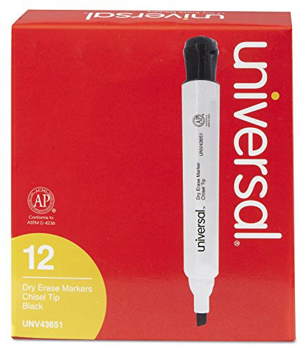 Dry Erase Marker, Chisel Tip, Black, Dozen