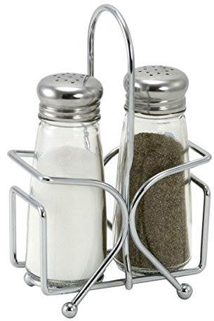 Salt and Pepper Shaker Set with Rack by Tablecraft