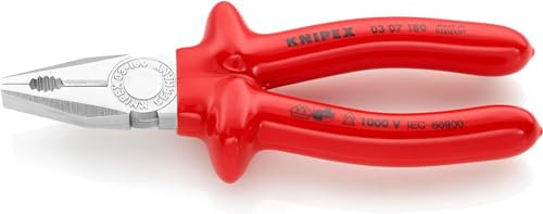 KNIPEX Kombizange tauchisoliert, VDE-geprüft verchromt 180 mm, 03 07 180