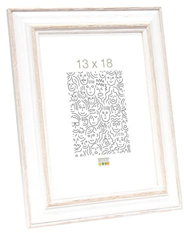 Deknudt Frames Cornice portafoto in Legno, Modello Base., Legno, Bianco/Beige, 13 x 18 cm