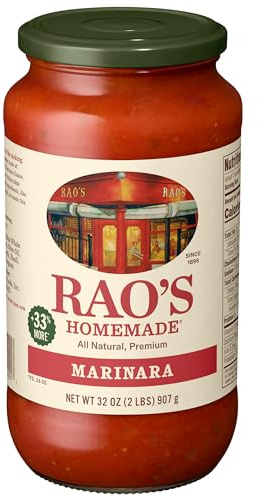 Rao's Homemade, Marinara Sauce, 32 oz., Classic Italian Tomato Sauce, Great on Pasta, Made With Fresh Basil, Italian Tomatoes, Garlic, and Seasonings, No Sugar Added