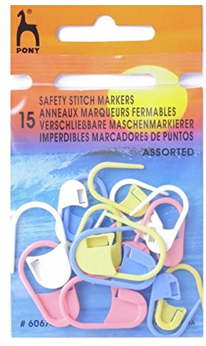 Pony Knitting Safety Locking Stitch Markers Assorted Colours Assorted Large Medium Small mm Pack of 15