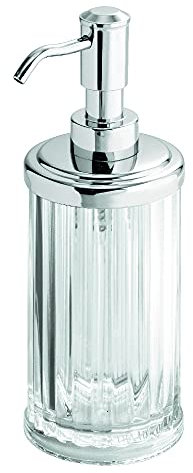 iDesign Alston Seifenspender, Seifenspender wiederbefüllbar aus Kunststoff, durchsichtig/silberfarben
