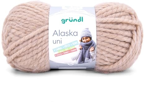 Gründl Alaska uni Wolle zum Stricken aus 80% Polyacryl, sand | 20% Wolle, dicke Wolle 100 g