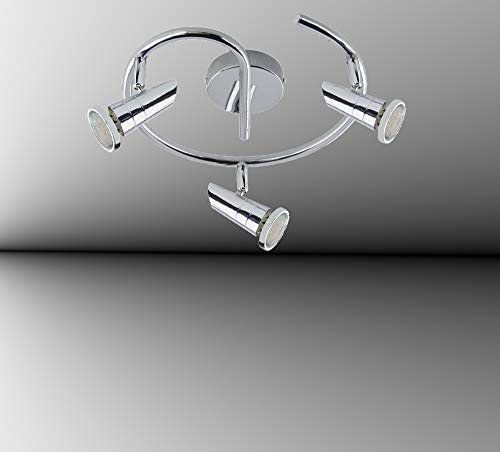 Trango 3-flammig 2001-038G LED Deckenleuchte in Chrom-Optik Rondell *ARIEL* inkl. 3x 3 Watt GU10 LED Leuchtmittel I Deckenlampe I Deckenstrahler I Deckenspots I Wohnzimmer Lampe schwenkbar und drehbar