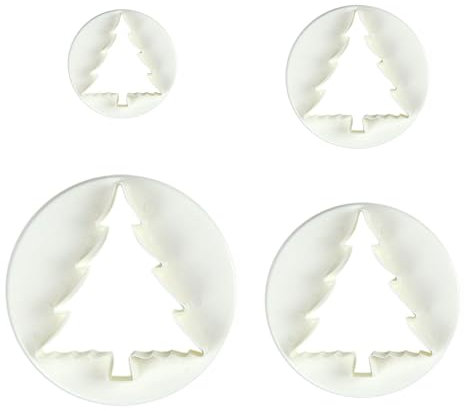 Coximus Ausstecher Tannenbaum 4-teilig aus Kunststoff | Größe 25, 35, 65, 82mm | geeignet für essbare und nicht essbare Materialien
