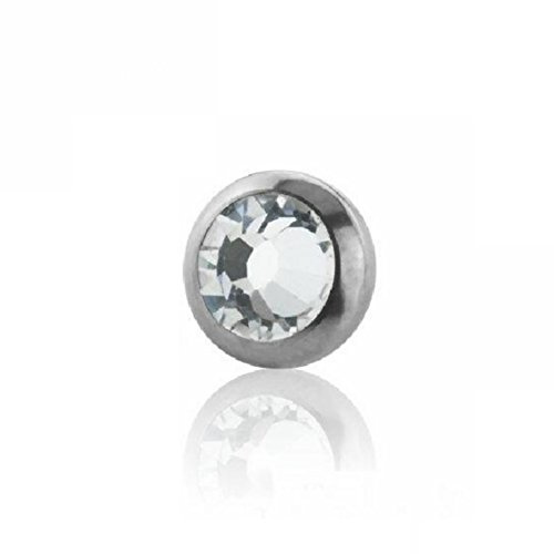 eeddoo Piercingkugel Schraubdisk Kristall Silber Titan