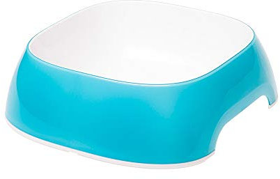 Ferplast Gamelle pour Chat Glam - Gamelle à Nourriture et à Eau pour Chat en Plastique à la Mode, antidérapant, Facile à Nettoyer, 0,4 Litre, Bleu