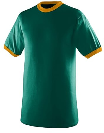 Augusta Sportswear Unisex's Ringer tee Shirt, Dark Green/Gold, Medium