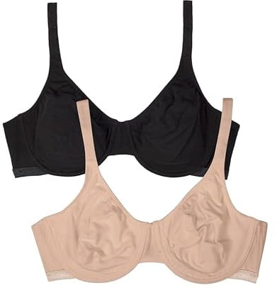 Fruit of the Loom Women's Cotton Stretch Extreme Comfort Bra, Black Hue/Sand, 42C