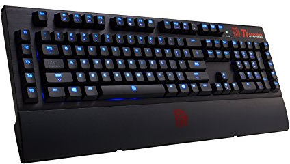 Tt eSPORTS Thermaltake Poseidon Z Forged Aluminum Faceplate with Built-in USB Port & Sound Card Blue Switches Blue Backlight Mechanical Gaming Keyboard KB-BAZ-KLBLUS-01