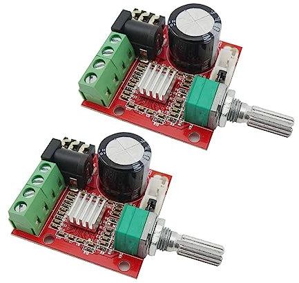 Aihasd 2 Stück PAM8610 Mini Stereoverstärker Audio Verstärken Sie das Board Digitales Verstärkermodul 10W + 10W Doppelkanal 2 Kanal Klasse D DC 12 V